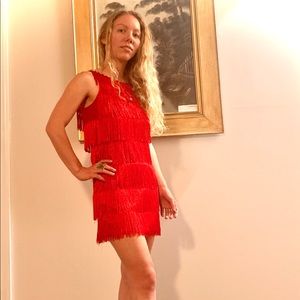 Red Fringed Mini Dress